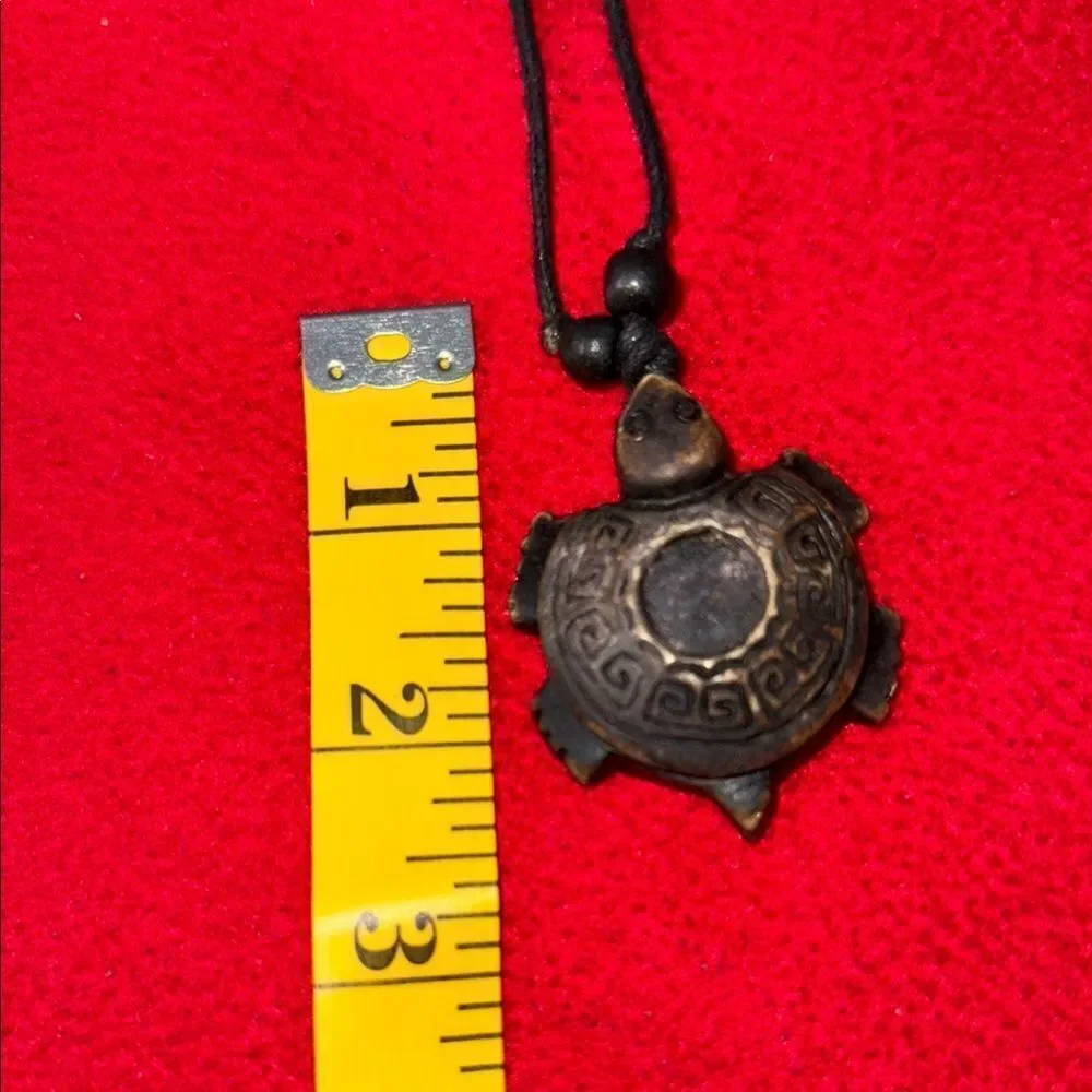 Turtle Pendant Necklace with Black Cord